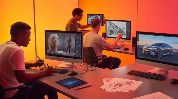 Animators working on 3D product videos